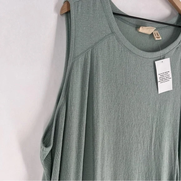 LOGO Linens Lori Goldstein Sleeveless Aqua Teal Midi Dress Lace Hem Flowy 3X - Picture 6 of 12